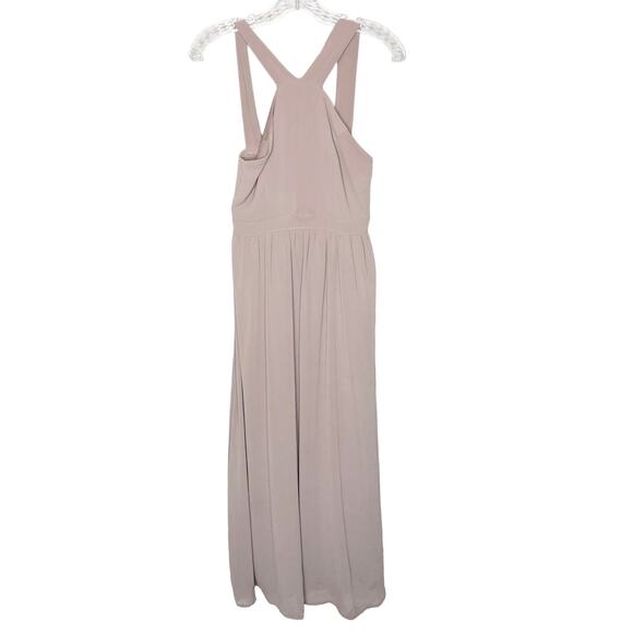 Lulu's Dress Women's Size S Air Of Romance Taupe Maxi Halter Neckline Bridesmaid - Picture 2 of 6